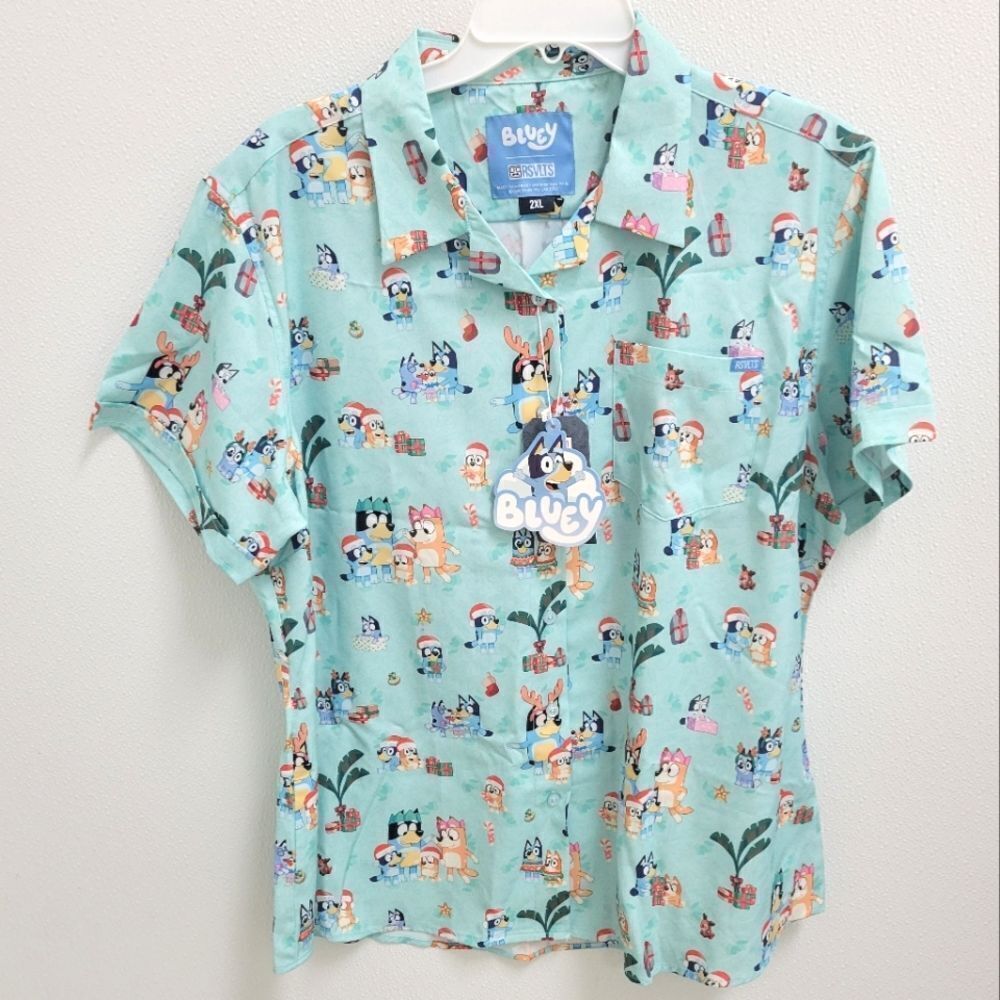 RSVLTS Bluey “Heeler Holiday” Men’s Christmas shirt 2XL NWT